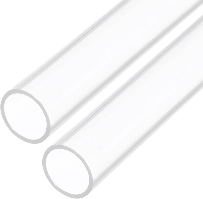 Rebower 12" Clear Plastic Rigid Pipe 15mm x 18mm(0.6" x 0.7") Acrylic Tube Round Polycarbonate Tubing, [for Plumbing, Hydraulics, Aquarium, DIY] - 2Pcs - Image 1